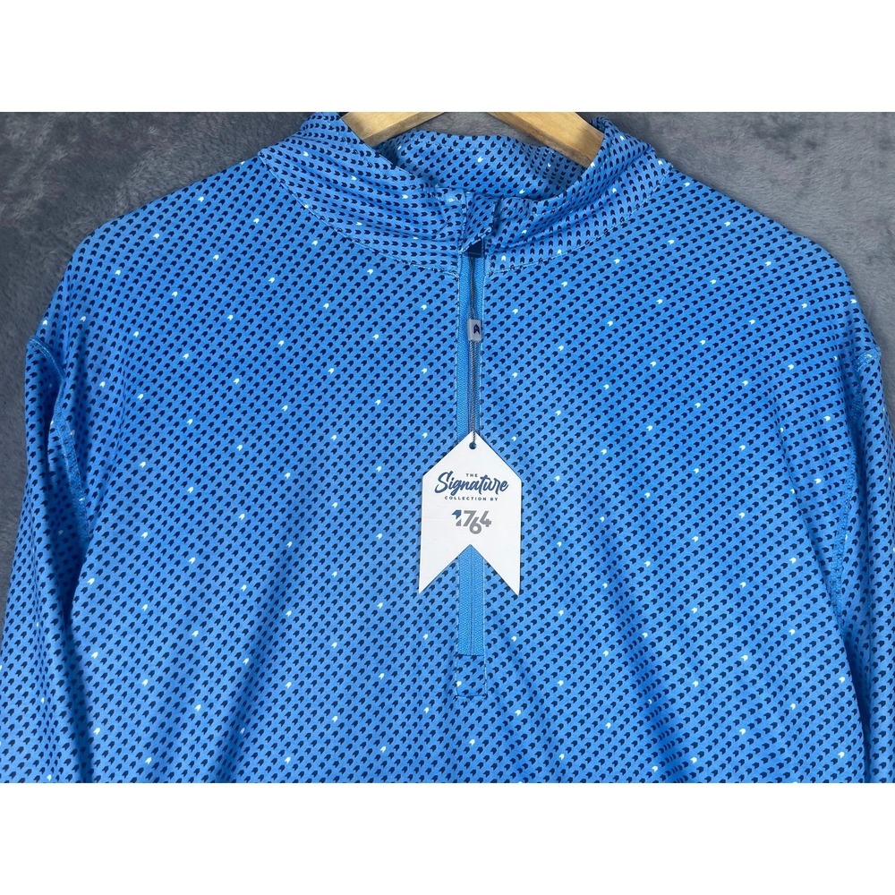 NWT 1764 Golf Mens Large Iconic Quarter Zip Pullover Blue Navy Geometric